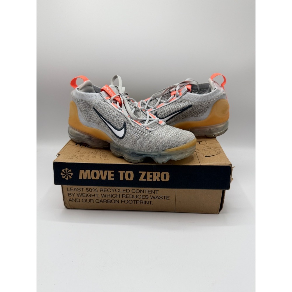 Nikeā Air Vapormax 2021 FK Grey Fog Bright Mango DB1550-002 GS Sz 6.5Y (Women 8)